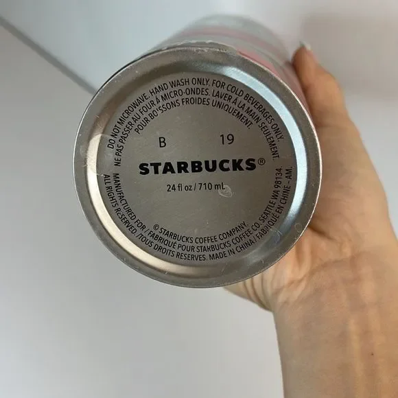 Starbucks 2019 Holiday Mistletoe Red/Pink Metal Tumbler - Picture 5 of 12